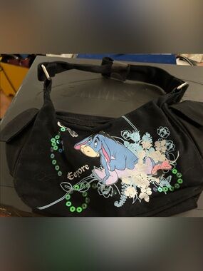 Black Eeyore Sequin Graphic hobo bag handbag tote